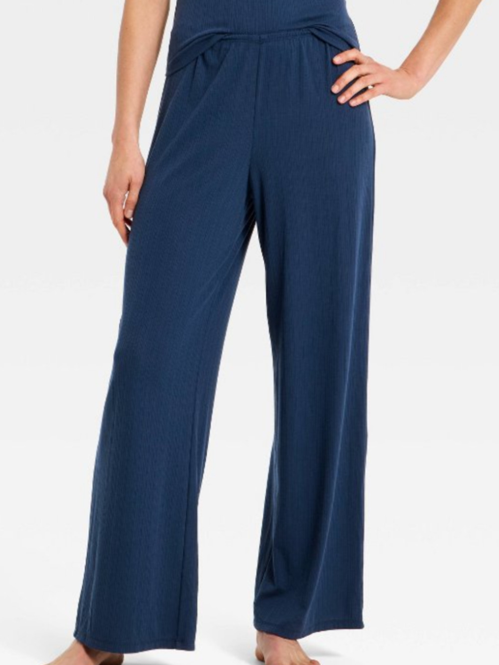 Women’s Ribbed Cooling Jersey Pajama Pants - Auden Navy XL Short